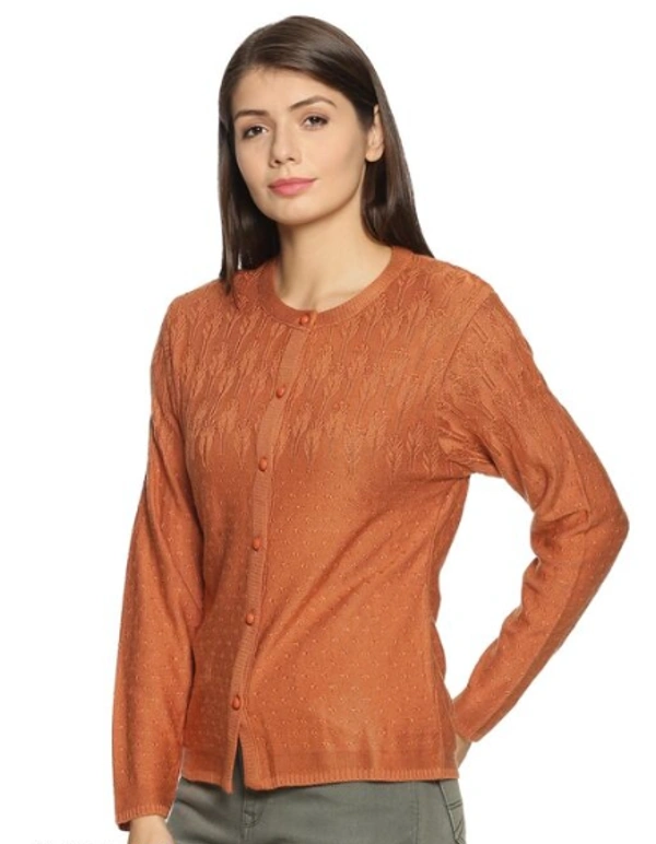 Clapton Acrylic Blend Round Neck Full Sleeve Casual Solid Winter Wear Cardigans For Women - XXXL